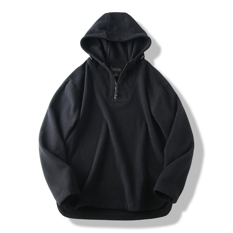 Mens Casual Solid Color Polar Fleece Loose Pullover Hoodie 50588366M