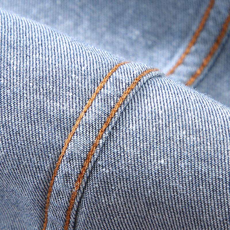 Mens Vintage Lapel Single Breasted Long Sleeve Denim Shirt 48569159M