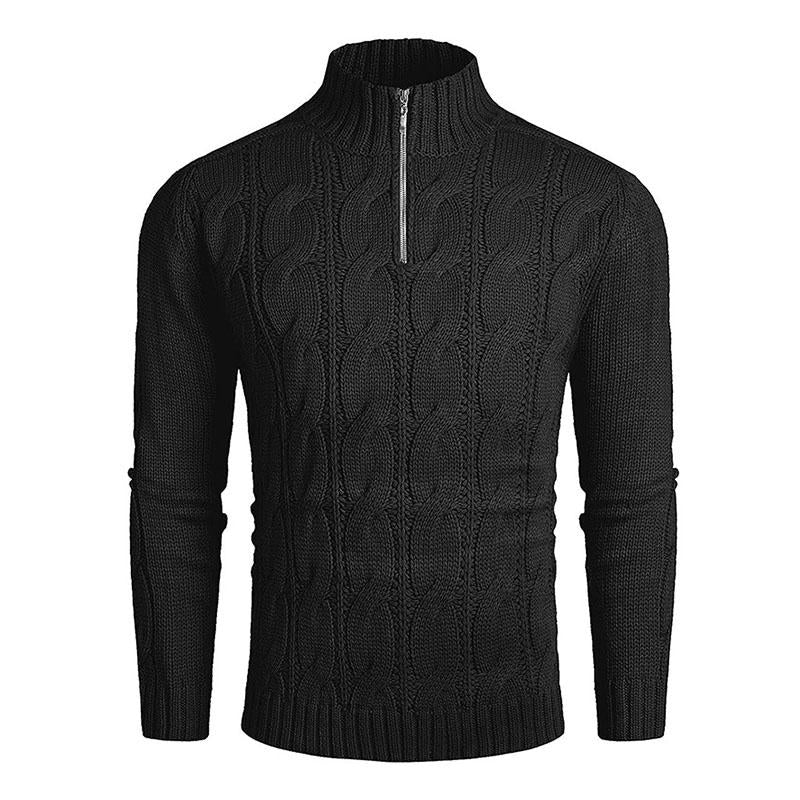 Mens Casual Solid Color Half Turtleneck Zipper Pullover Knitted Sweater 85473607M