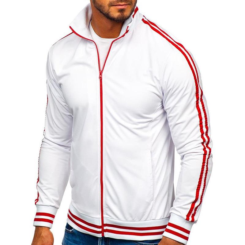 Mens Contrasting Color Zipper Outdoor Casual Stand Collar Long Sleeve Jacket 71858771X