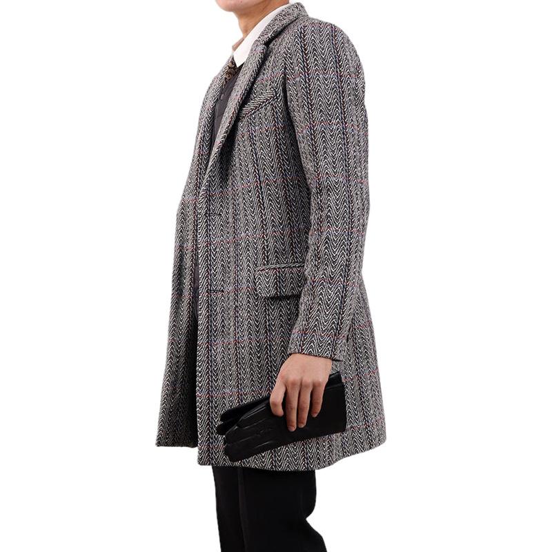 Mens Notch Lapel Single Breasted Mid-length Coat 53721717Z