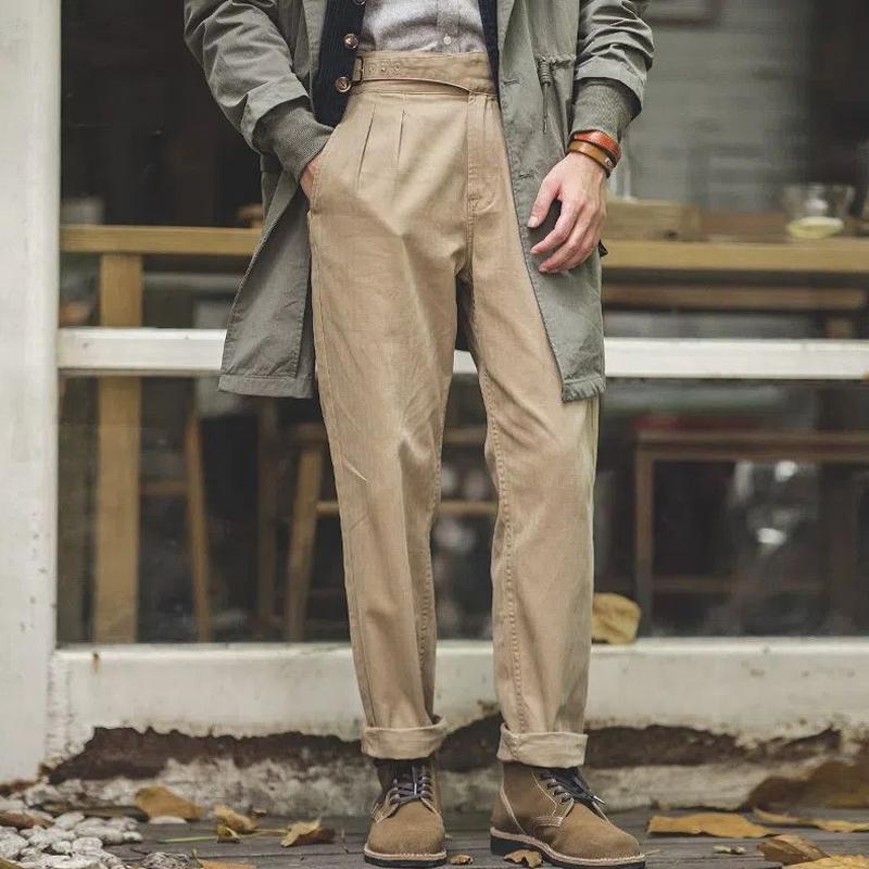 Mens Casual Vintage Solid Color Gurkha Pants 44231462Y