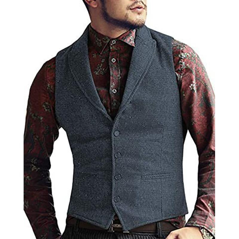 Mens Herringbone Vintage Suit Lapel Vest 41692668X