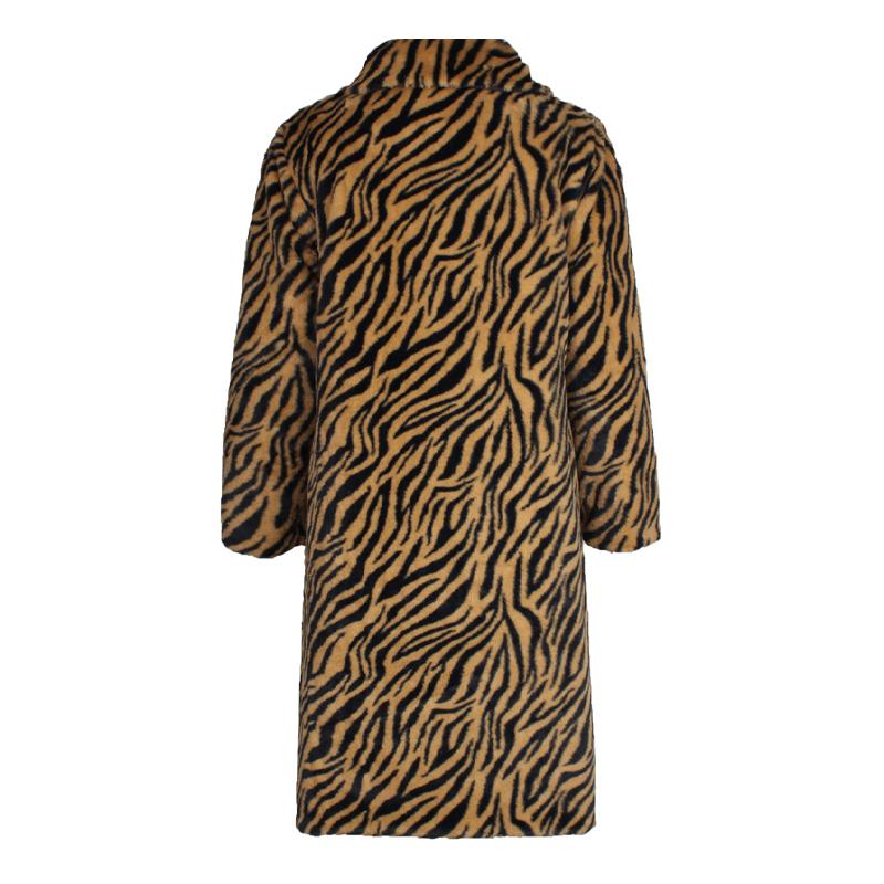 Mens Square Collar Faux Fur Zebra Print Coat 54278674X