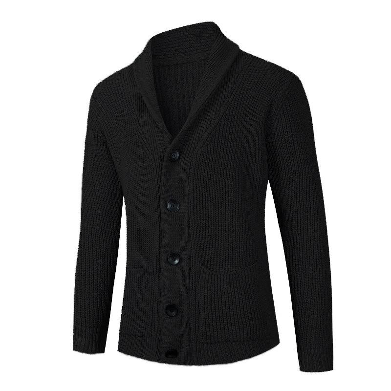 Mens Casual Solid Color Lapel Single Breasted Knit Cardigan 22591638M