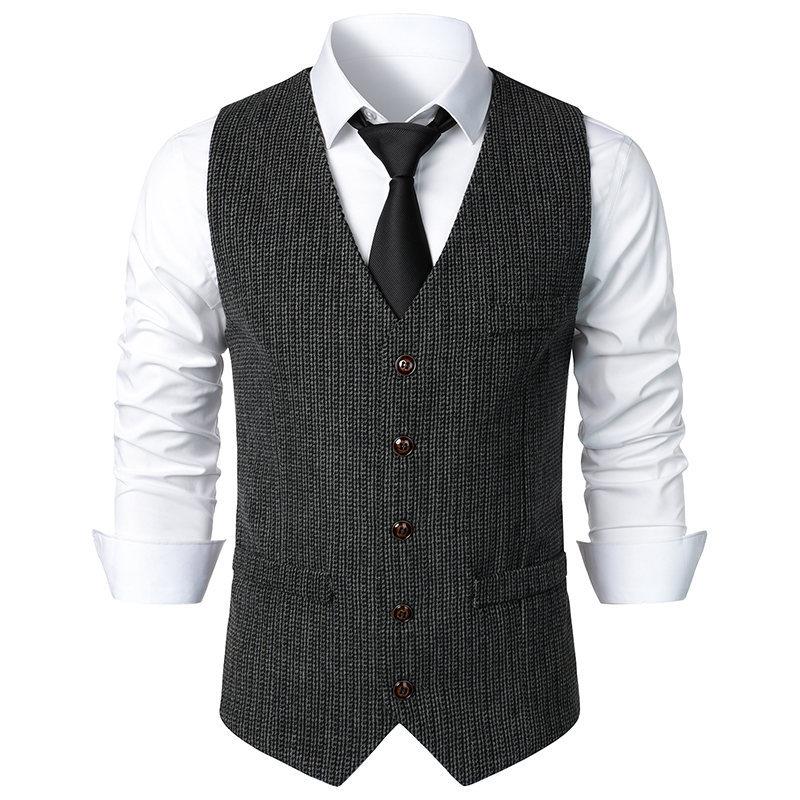 Mens Vintage V Neck Single Breasted Suit Vest 85710453Z