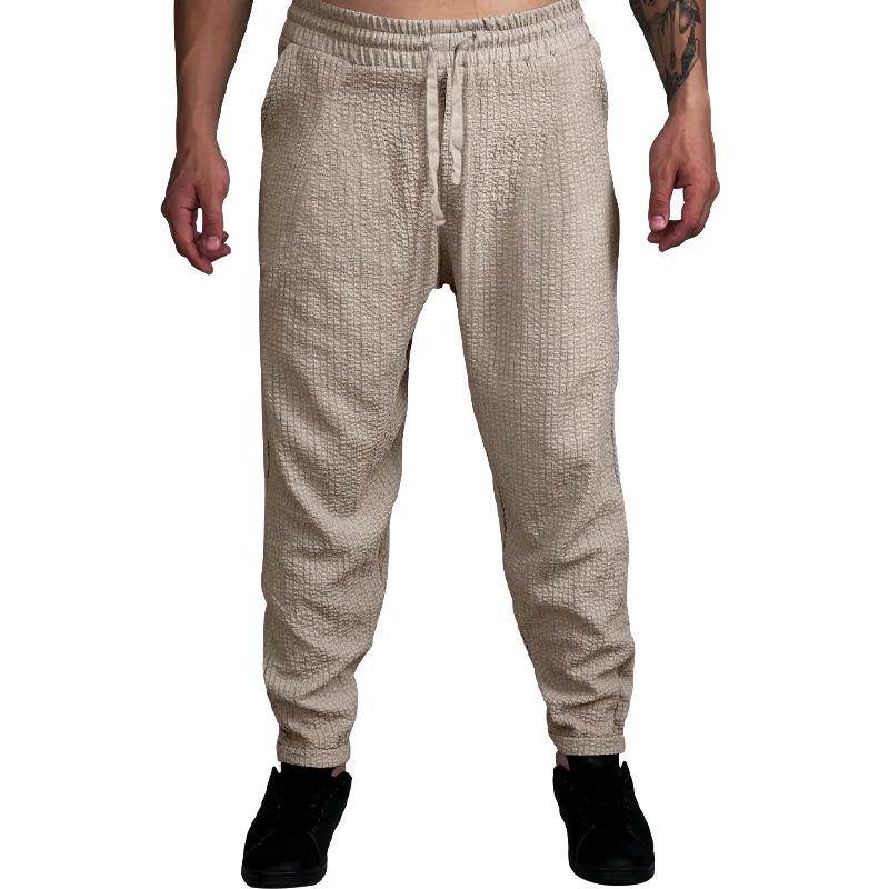 Mens Breathable Solid Color Loose Casual Bubble Pants 58998461Z