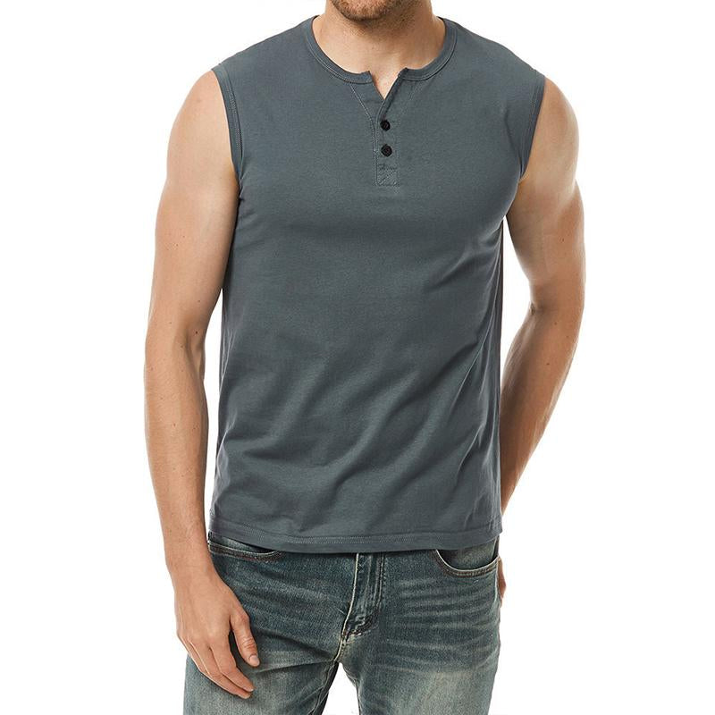 Mens Casual Solid Color Sports Slim Cotton Blend Tank Top 83630157M