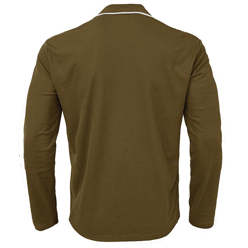 Mens Colorblock Line Trim Long Sleeve Loose Polo Shirt 60634930Z