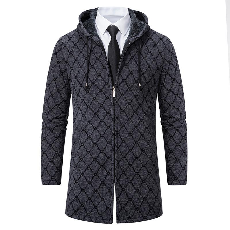 Mens Casual Hooded Knit Cardigan Zipper Coat 44306493X