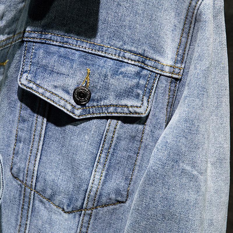 Mens Casual Fit Lapel Long Sleeve Denim Jacket (T-Shirt And Necklace Excluded) 06399940M