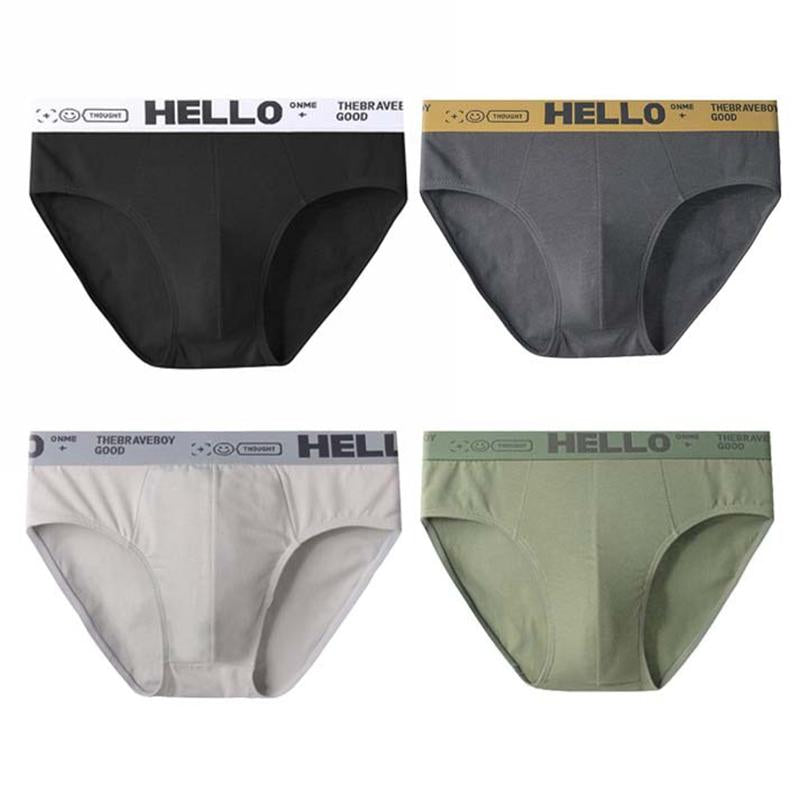 Mens Casual Cotton Breathable Comfort Letter Briefs 4 Packs 29670925M