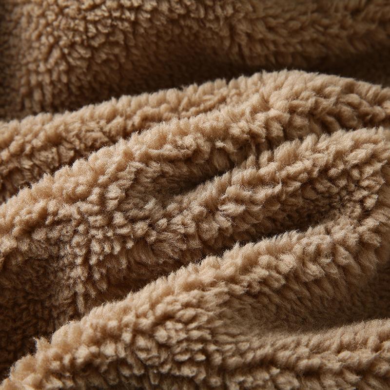 Mens Vintage Solid Color Sherpa Plush Warm Hooded Vest 19229618Y