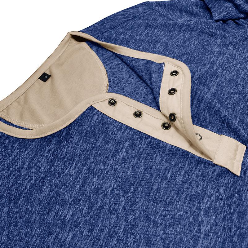 Mens Color Block Henley Collar Long Sleeve T-shirt 81195271Z