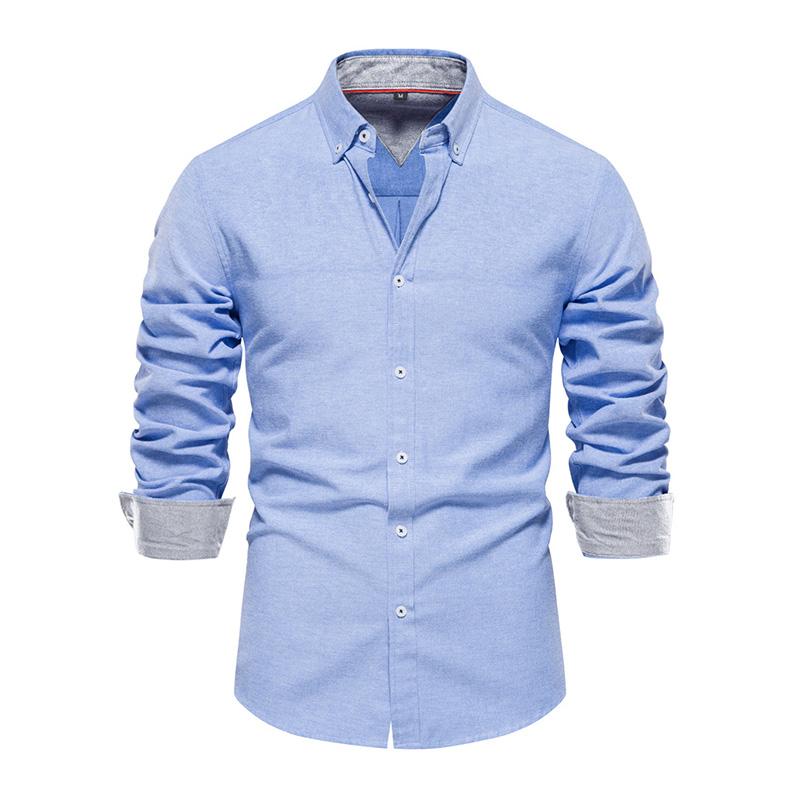 Mens Casual Colorblock Breathable Slim Lapel Long Sleeve Shirt 50485482M