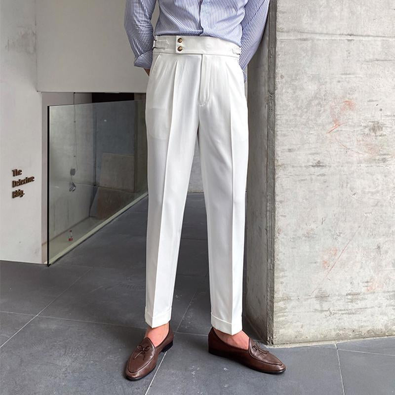 Mens British Style Drape High Waist Straight Pants 73687328M
