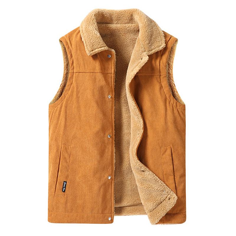 Mens Vintage Corduroy Plush Thick Lapel Vest 59598059X