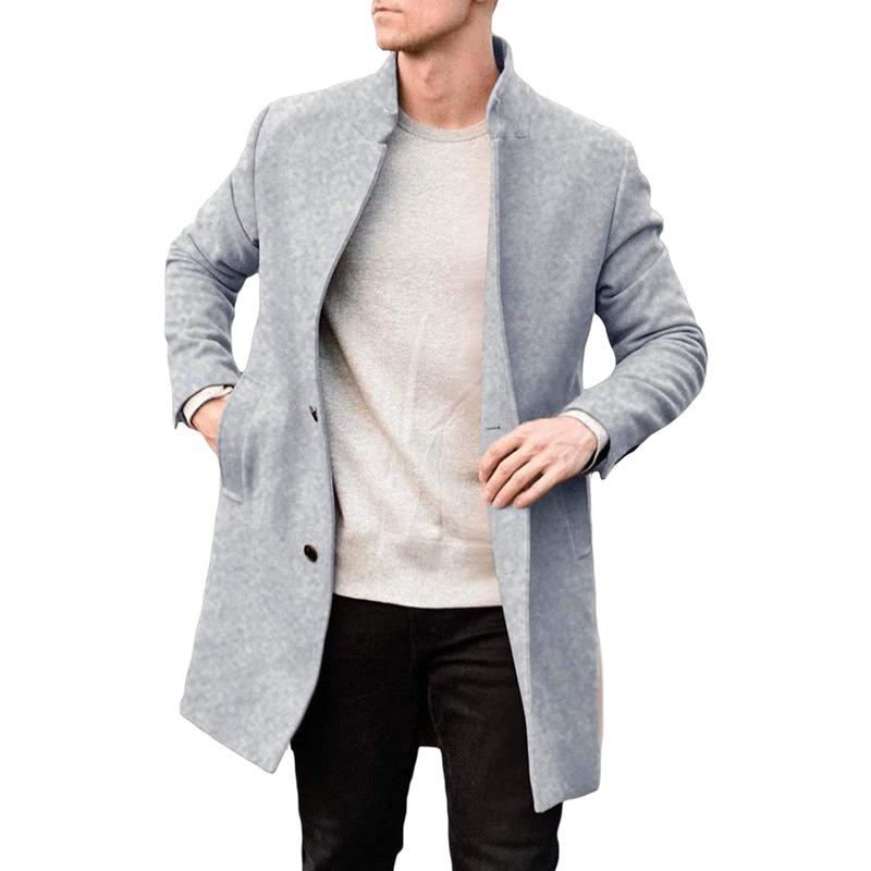 Mens Stand Collar Single Breasted Mid-length Coat 99356183Z
