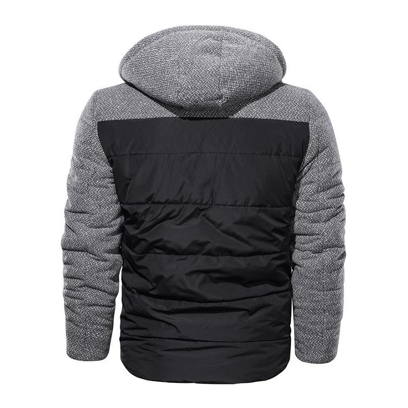 Mens Casual Padded Panel Zip Hooded Warm Coat 67160637M