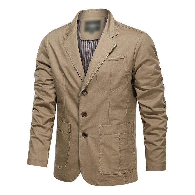 Mens Casual Solid Color Cotton Lapel Single Breasted Loose Blazer 32537703M