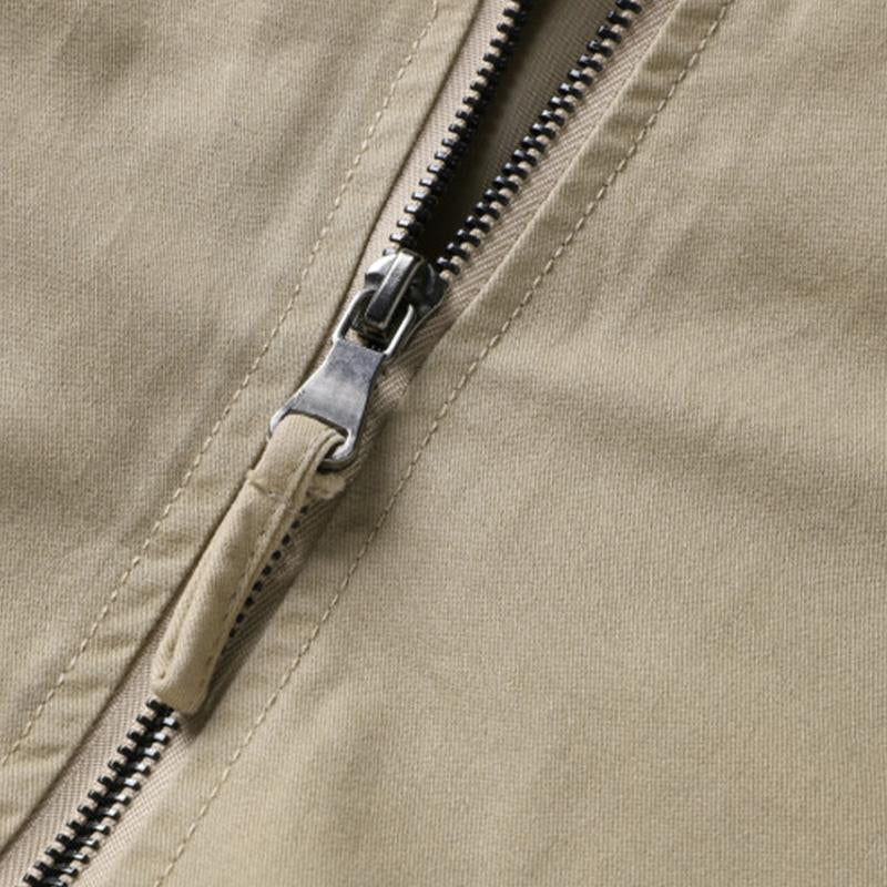 Mens Casual Thin Cotton Zipper Loose Stand Collar Long Sleeve Jacket 46891501M