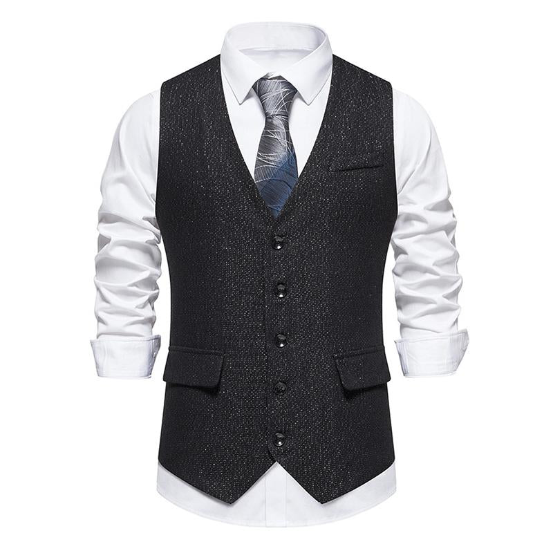 Mens Vintage V-Neck Single-Breasted Suit Vest (Shirt and Tie Excluded) 83234646M