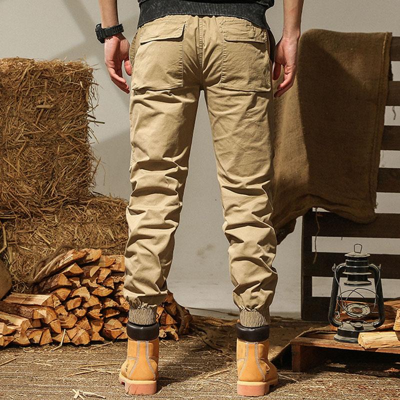 Mens Casual Cotton Loose Elastic Waist Multi Pocket Cargo Pants 14871078M