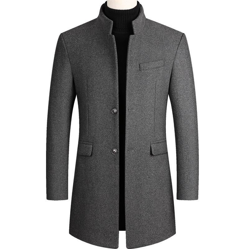Mens Wool Single Breasted Thicked Coat 68229310Z