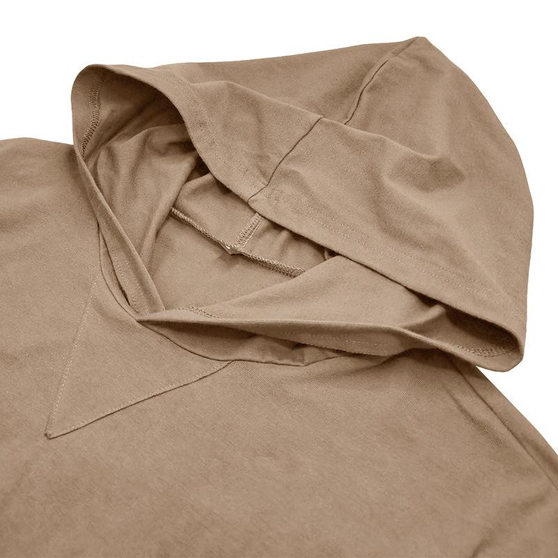 Mens Casual Solid Color Hooded Long Sleeve T-Shirt 90114469M