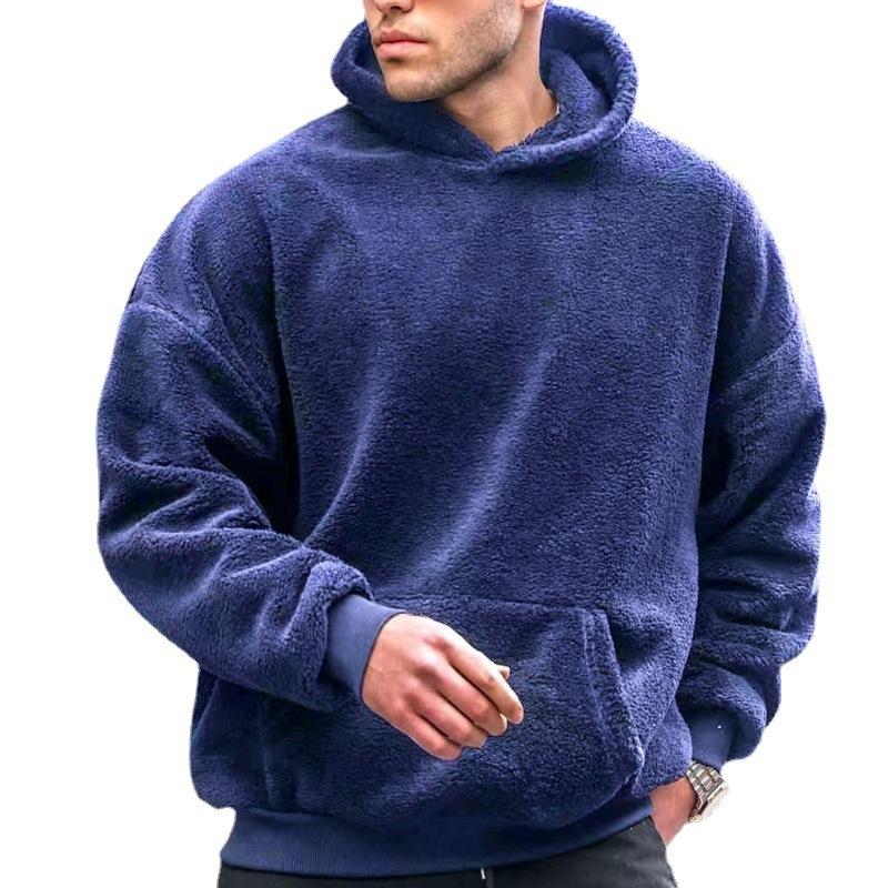 Mens Solid Color Flannel Hoodie 80301315X