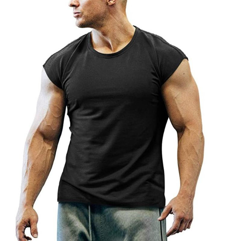 Mens Casual Round Neck Solid Color Sleeveless Tank Top 26872541M