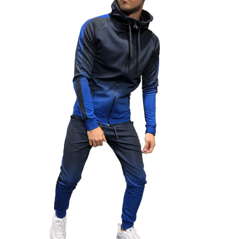Mens Ombre Printed Long Sleeve Pant Zipper Hoodie Set 50136276X