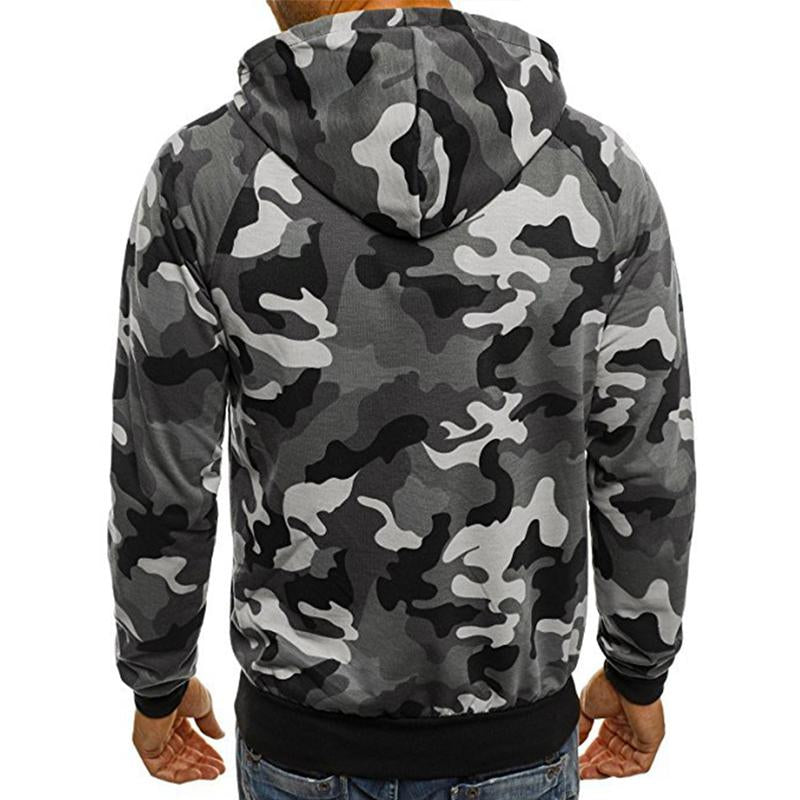 Mens Casual Camouflage Chest Zipper Hoodie Jacket 87553181Y