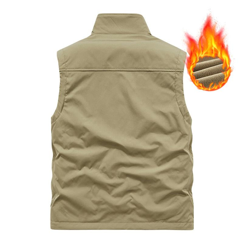 Mens Casual Solid Color Stand Collar Reversible Vfleece Warm Zipper Vest 64661748M