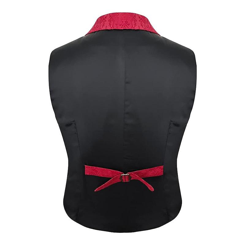 Mens Vintage Pattern Notch Lapel Slim Single Breasted Suit Vest 54482377Z