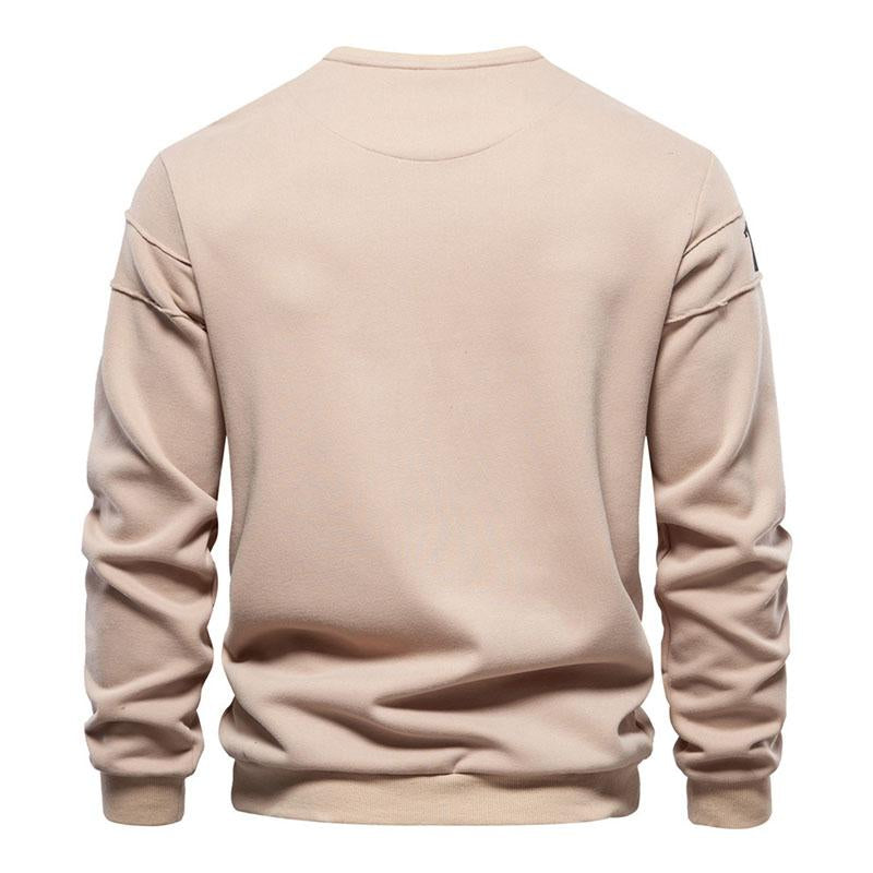 Mens Casual Letters Printed Loose Round Neck Long Sleeve Sweatshirt 12760830M