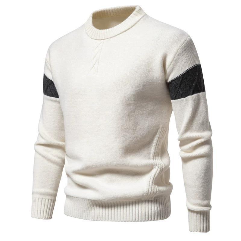 Mens Casual Color Block Jacquard Crew Neck Sweater 22320423Y