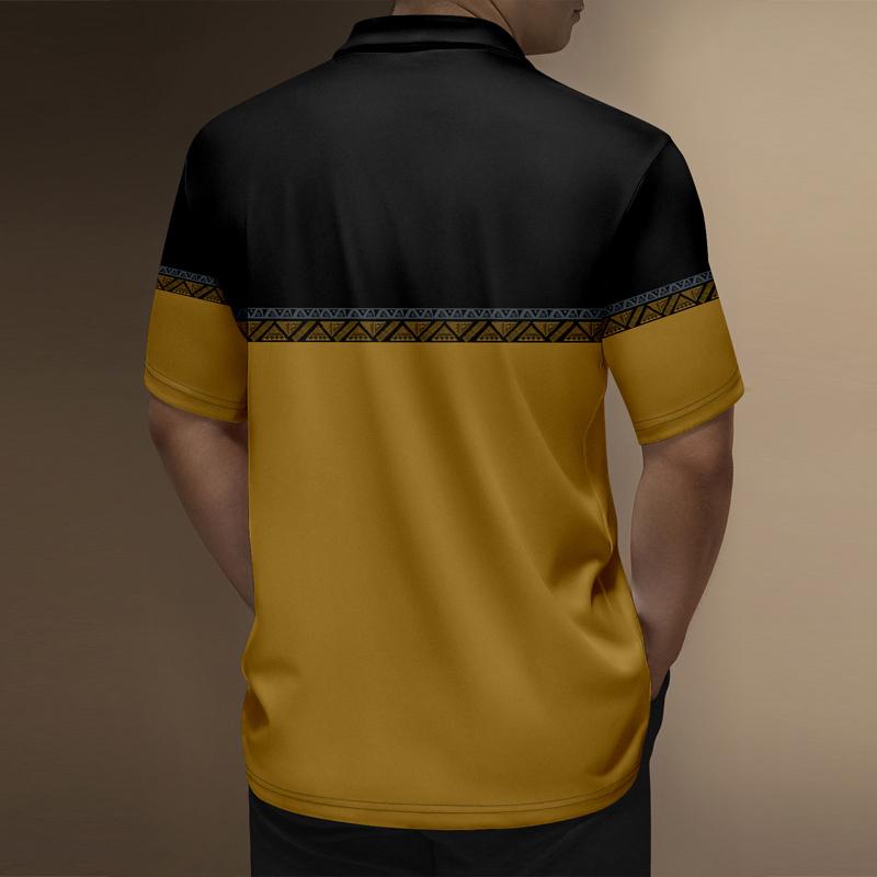 Mens Casual Printed Lapel Short Sleeve Polo Shirt 40388320Y