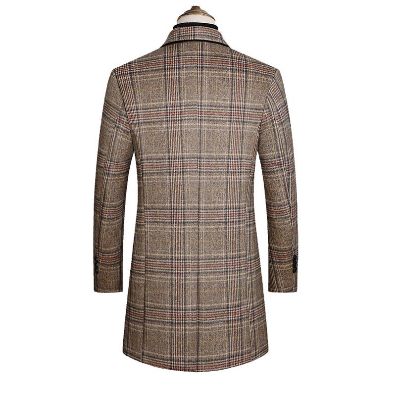 Mens Vintage Lapel Single Breasted Slim Plaid Coat 28720549M