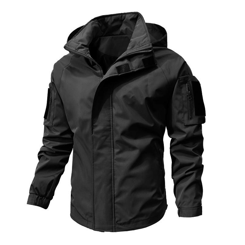Mens Solid Color Stand Collar Zipper Loose Jacket 44696764X
