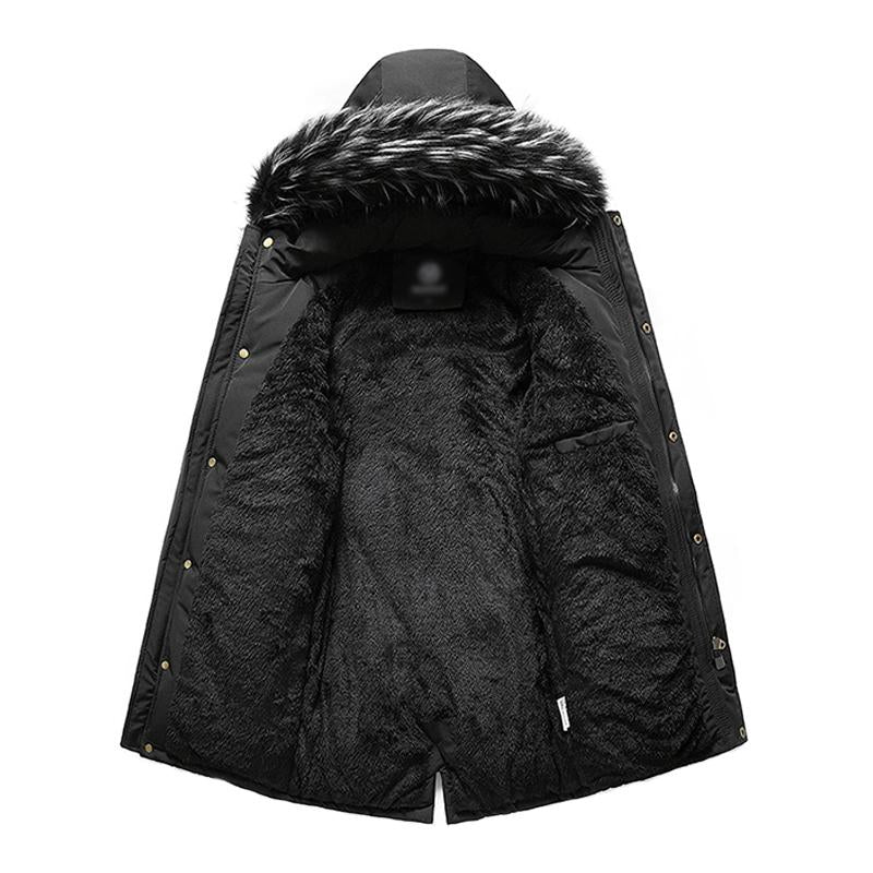 Mens Casual Outdoor Hooded Fleece Zipper Warm Workwear Coat 45840671M