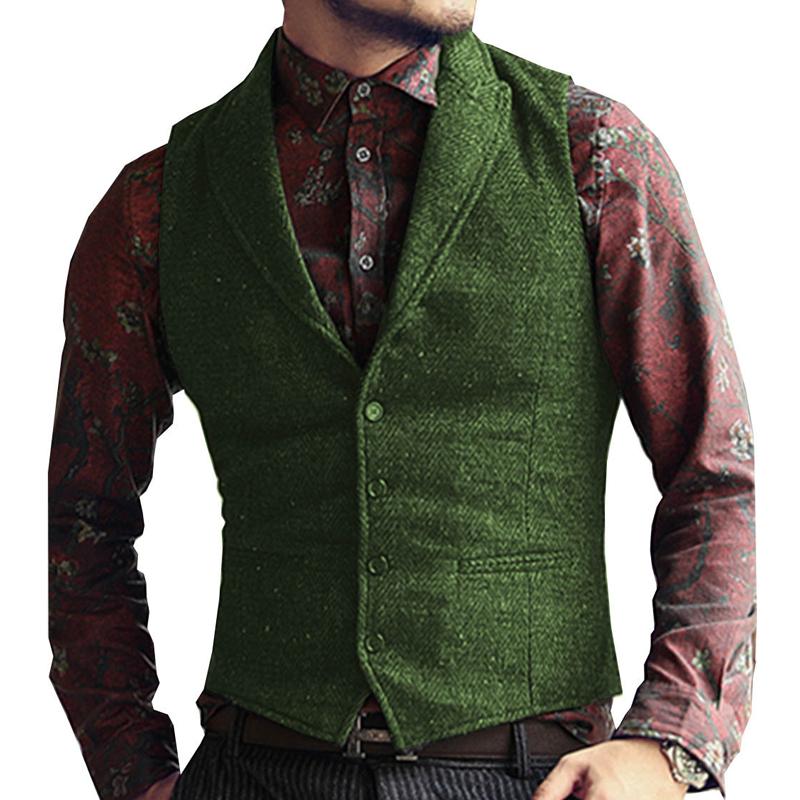 Mens Herringbone Vintage Suit Lapel Vest 41692668X
