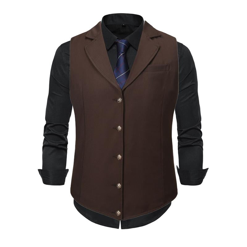 MenS Casual Solid Color Lapel Single Breasted Suit Vest 21178034Y