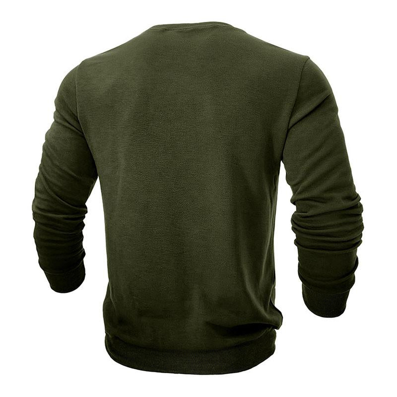 Mens Casual Outdoor Round Neck Fleece Warm Long-Sleeved Sweatshirt 55766743M