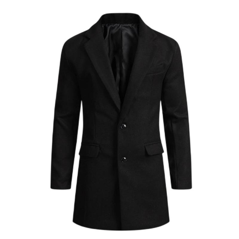 Mens Solid Color Slim Fit Lapel Mid-length Blazer 16926609X