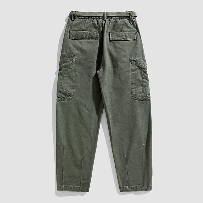 Mens Casual Solid Color Multi-Pocket Washed Cargo Pants 16219387Y