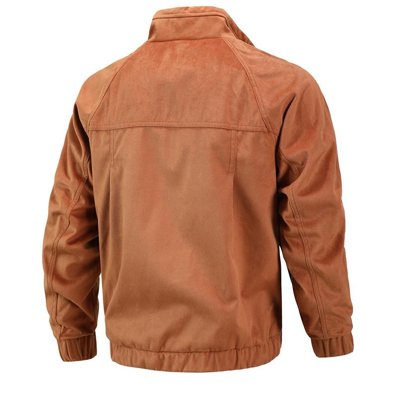 Mens Solid Color Stand Collar Zipper Slim Jacket 92172874X