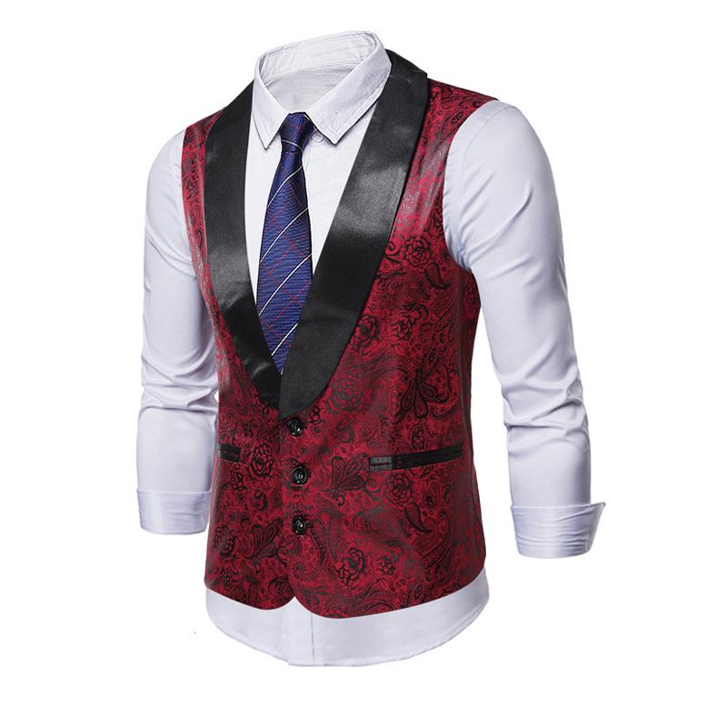 MenS Vintage Single-Breasted Green Fruit Collar Suit Vest 57342905Y