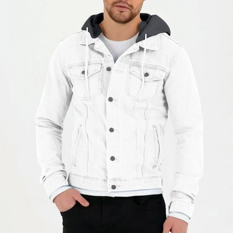 Mens Casual Solid Color Chest Pocket Hoodie Jacket 71822122Y