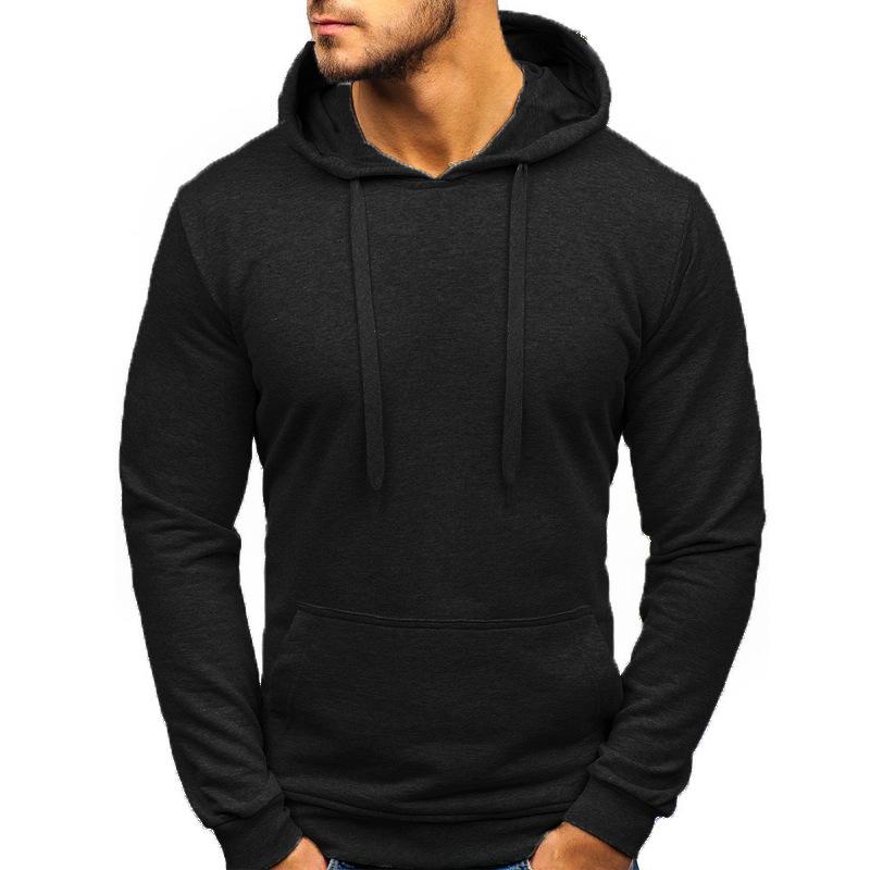 Mens Solid Color Pullover Sports Slim Baseball Hoodie 05358651Z